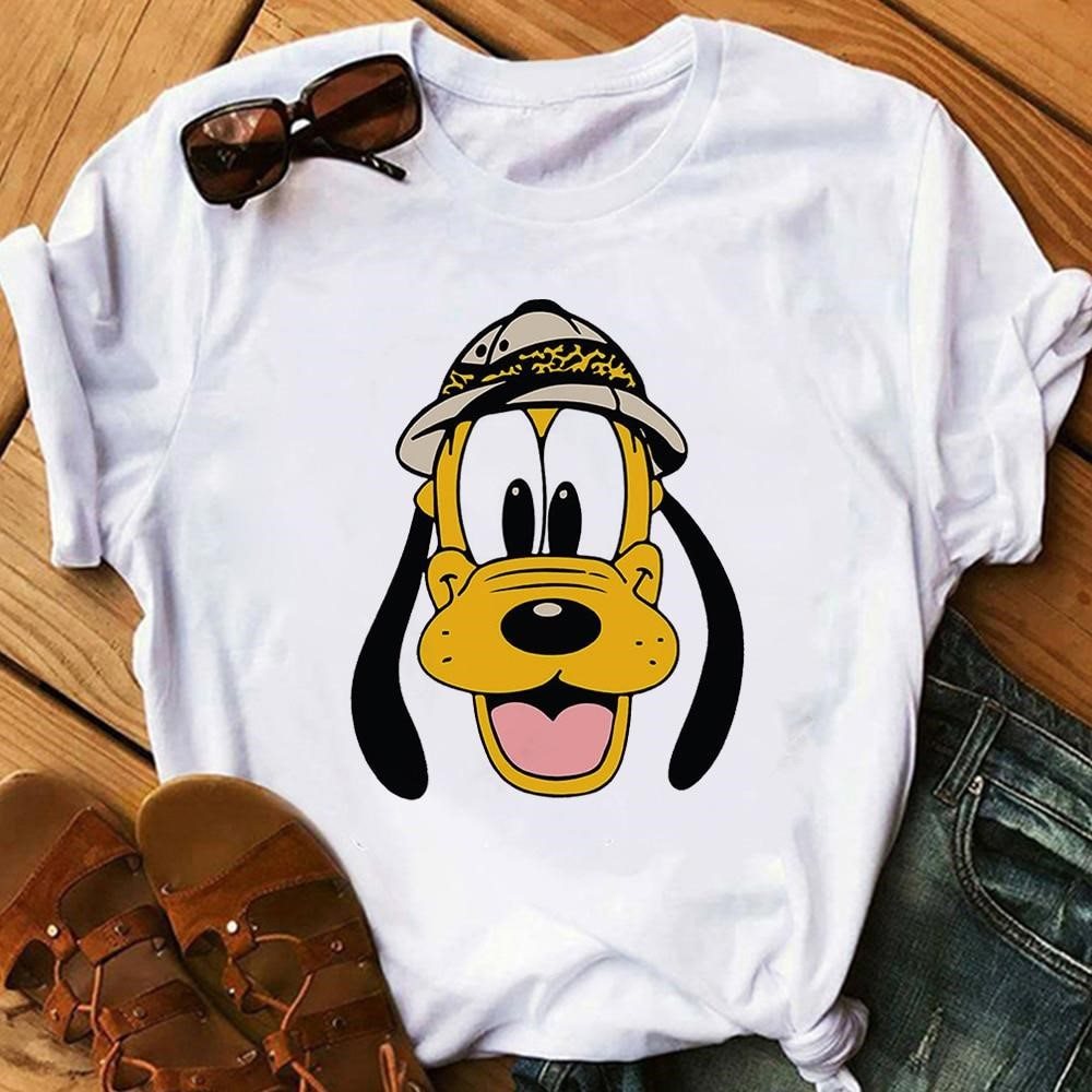 Disney 2023 hayvan krall kad n T shirt komik Goofy bask Harajuku yaz Instagram elbise amerikan Trend kad n T Shirt Kad n ti ort Ervareklam